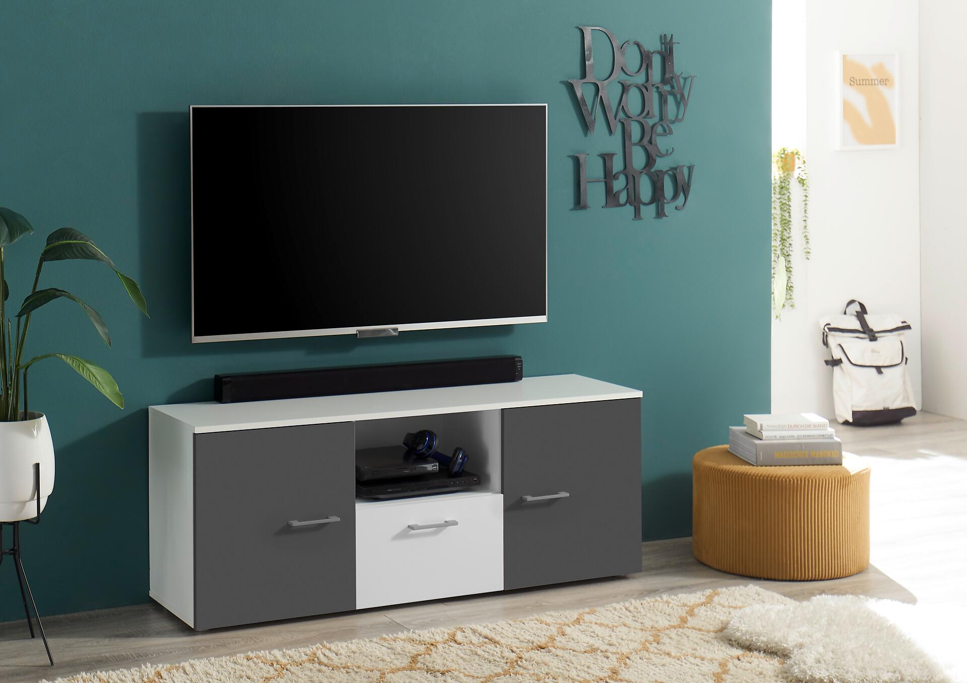 TV-Board Alex weiß Graphit B/H/T: ca. 135x54x37 cm TV-Board Alex weiß Graphit B/H/T: ca. 135x54x37 cm