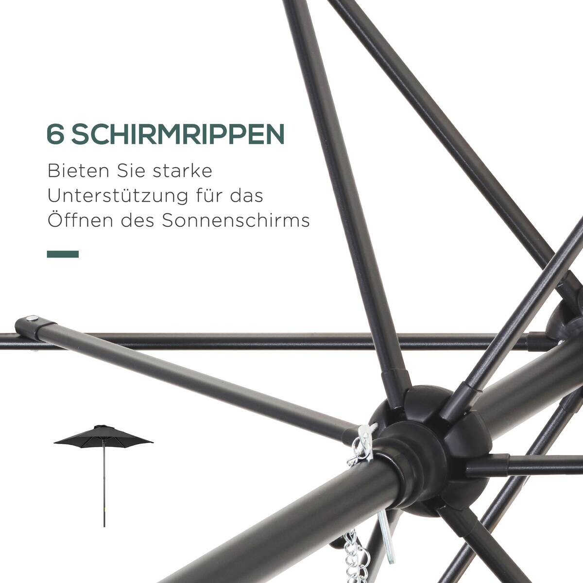 Outsunny Sonnenschirm schwarz Polyester B/H/L: ca. 196x204x196 cm