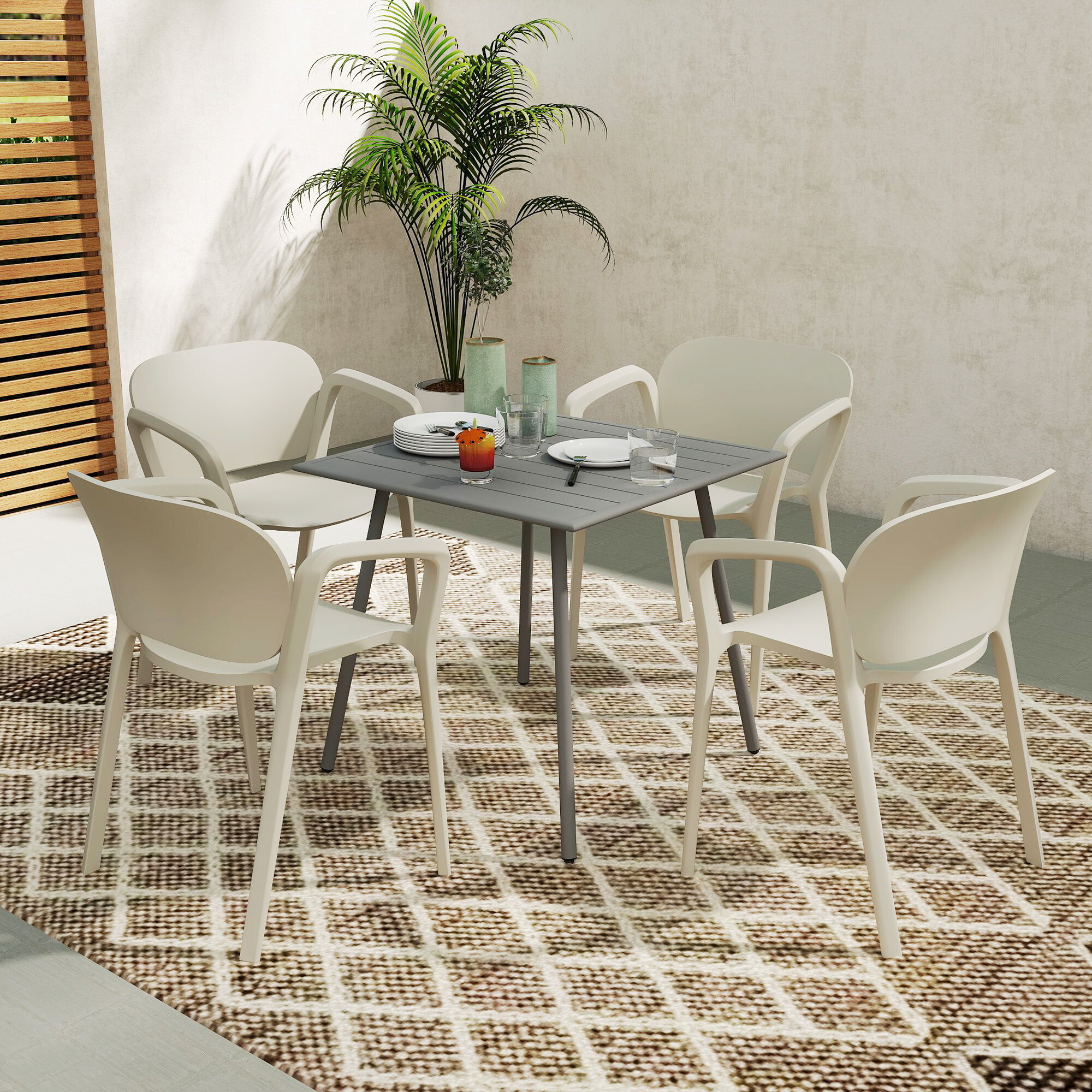 Outsunny Balkonstühle weiß Kunststoff B/H/L: ca. 56x75x60 cm