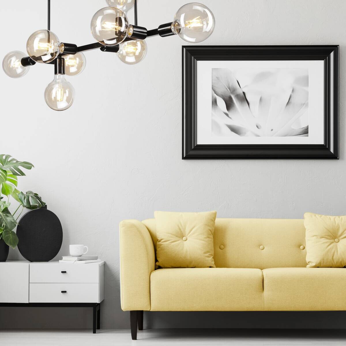 Lamkur Deckenleuchte Astrid schwarz Stahl H/L: ca. 39x93 cm E27 8 Brennstellen