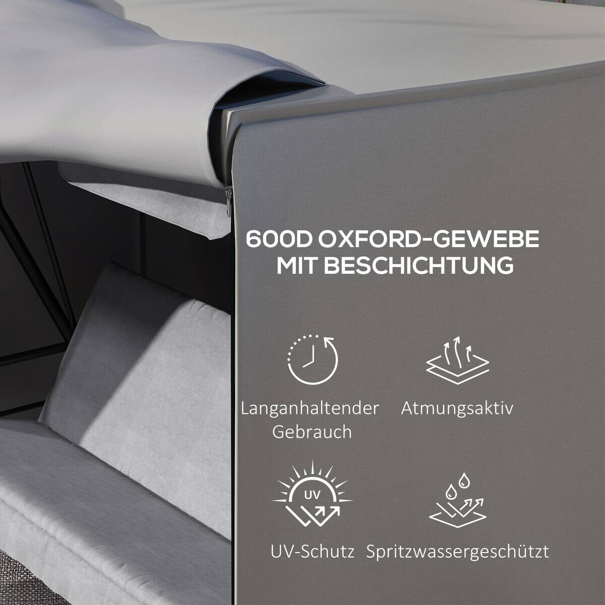 Outsunny Abdeckplane grau Polyester B/H/L: ca. 124x205x164 cm