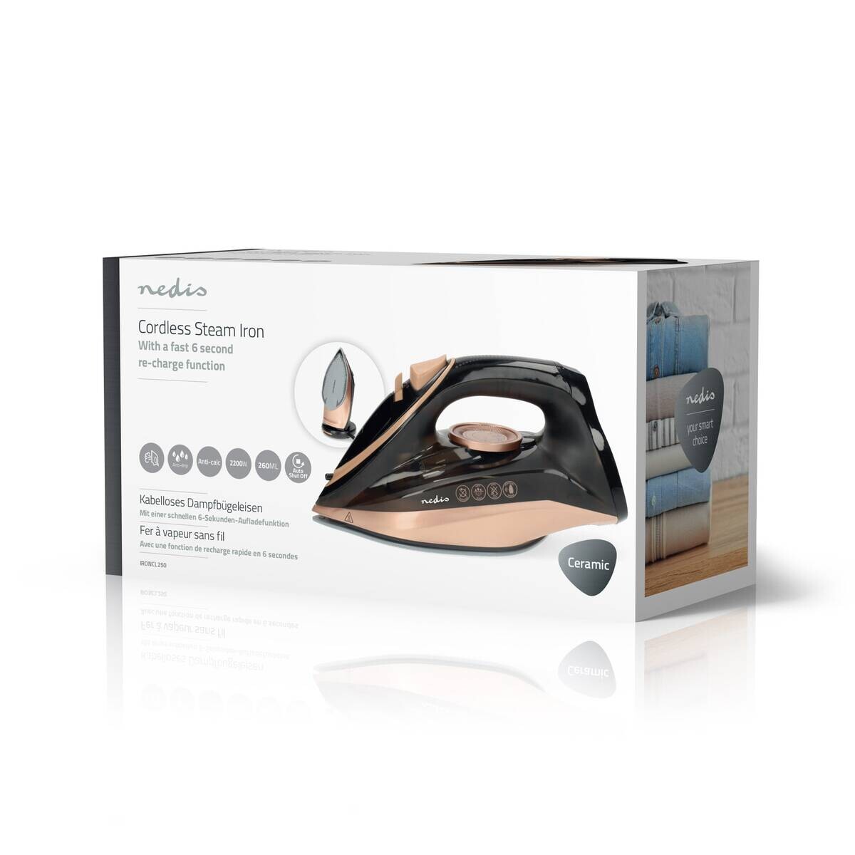 Nedis Bügeleisen schwarz Kunststoff Keramik Aluminium B/H/L: ca. 30,5x17,5x14 cm