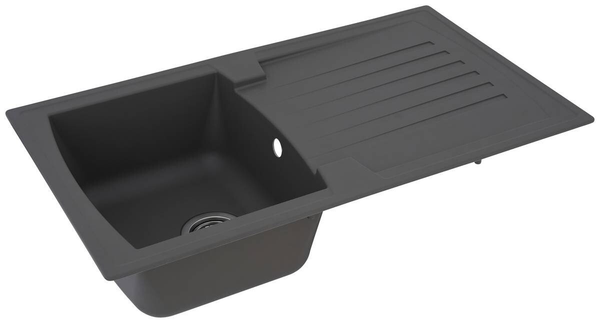 Respekta Einbauspüle Boston 86 x 50 G Beton grau Mineralite B/H/T: ca. 86x20x50 cm