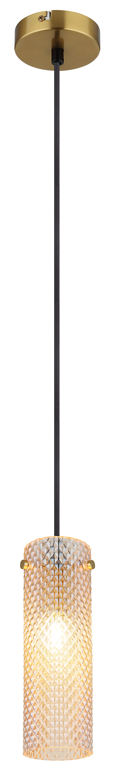 GLOBO Pendelleuchte amber gold Metall Glas H/D: ca. 120x10 cm E14 1 Brennstellen