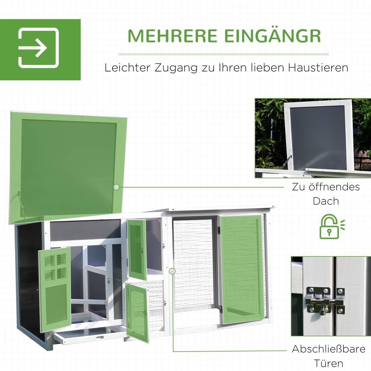 PawHut Stall weiß Polypropylen B/H/L: ca. 75x160x80 cm