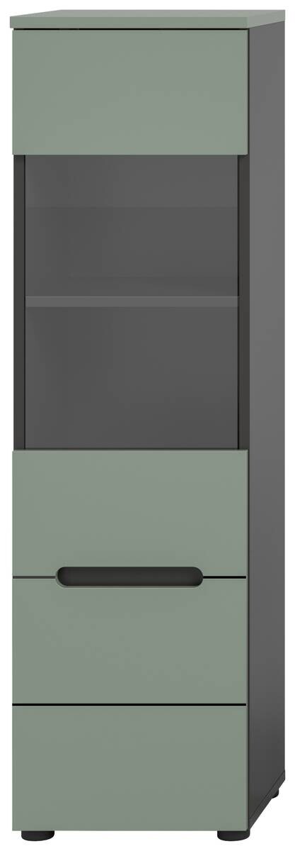 Vitrine Canu grün basaltgrau Nachbildung B/H/T: ca. 36x125x33 cm