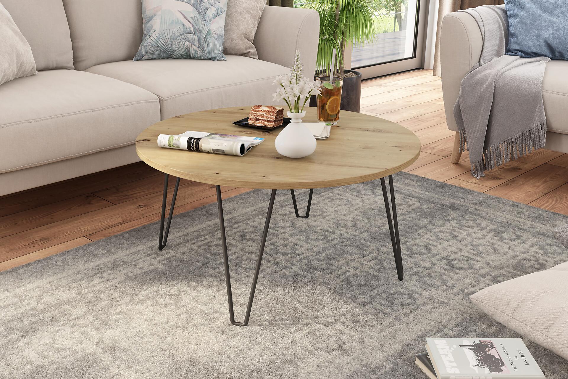 byLIVING Couchtisch FLAIR Eiche schwarz Holzwerkstoff Metall