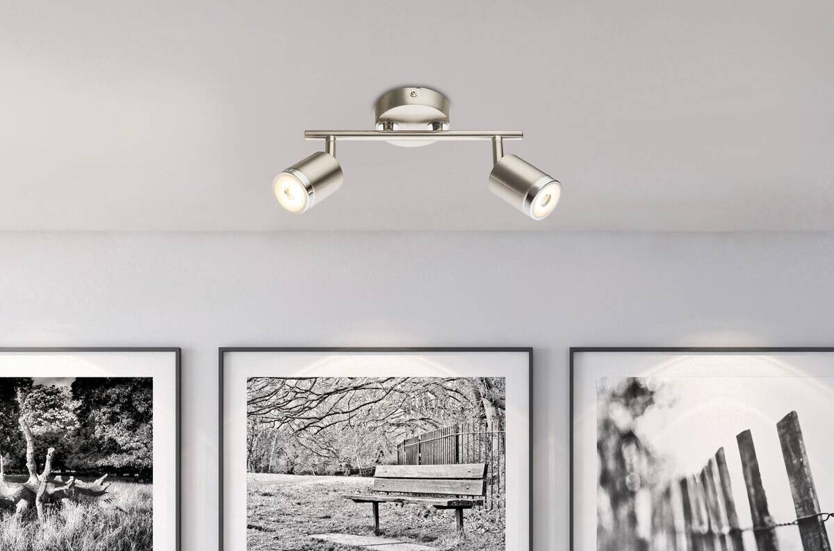 GLOBO Spot Comore nickel Metall B/H/L: ca. 9x17x26 cm 2 Brennstellen