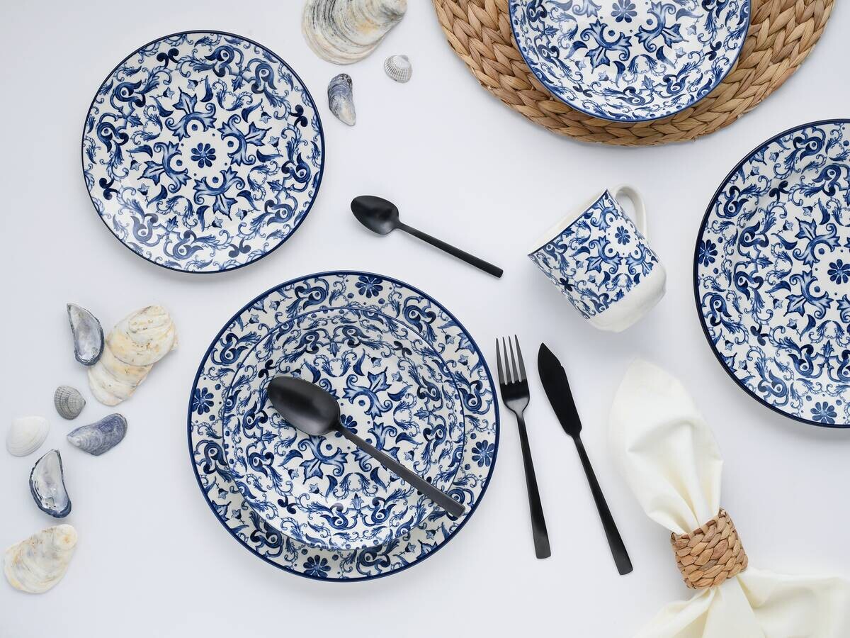 CreaTable Kombiservice Fresco blau Steingut 16 tlg.