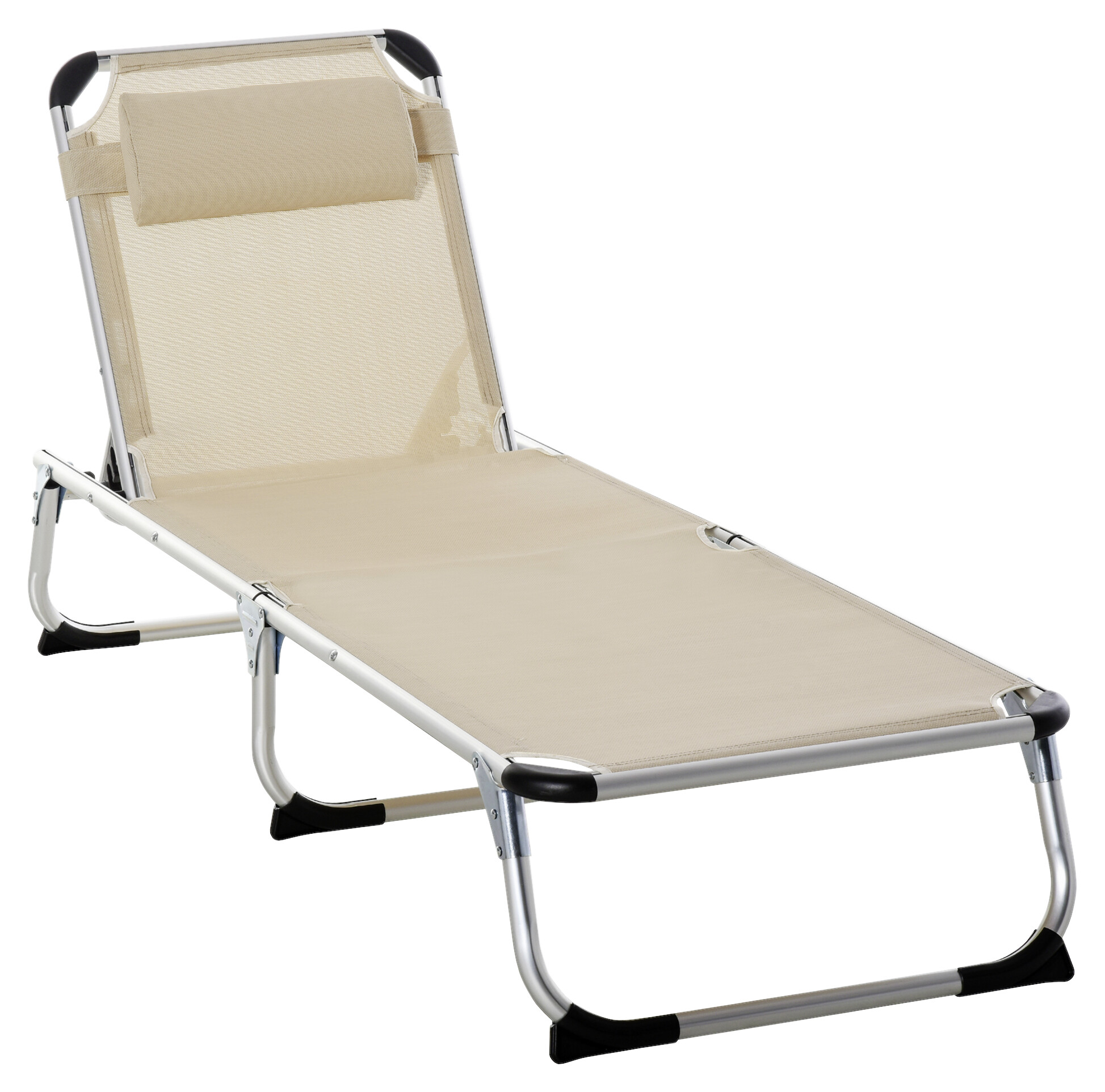 Outsunny Gartenliege beige Aluminium B/H/L: ca. 60x28x189 cm