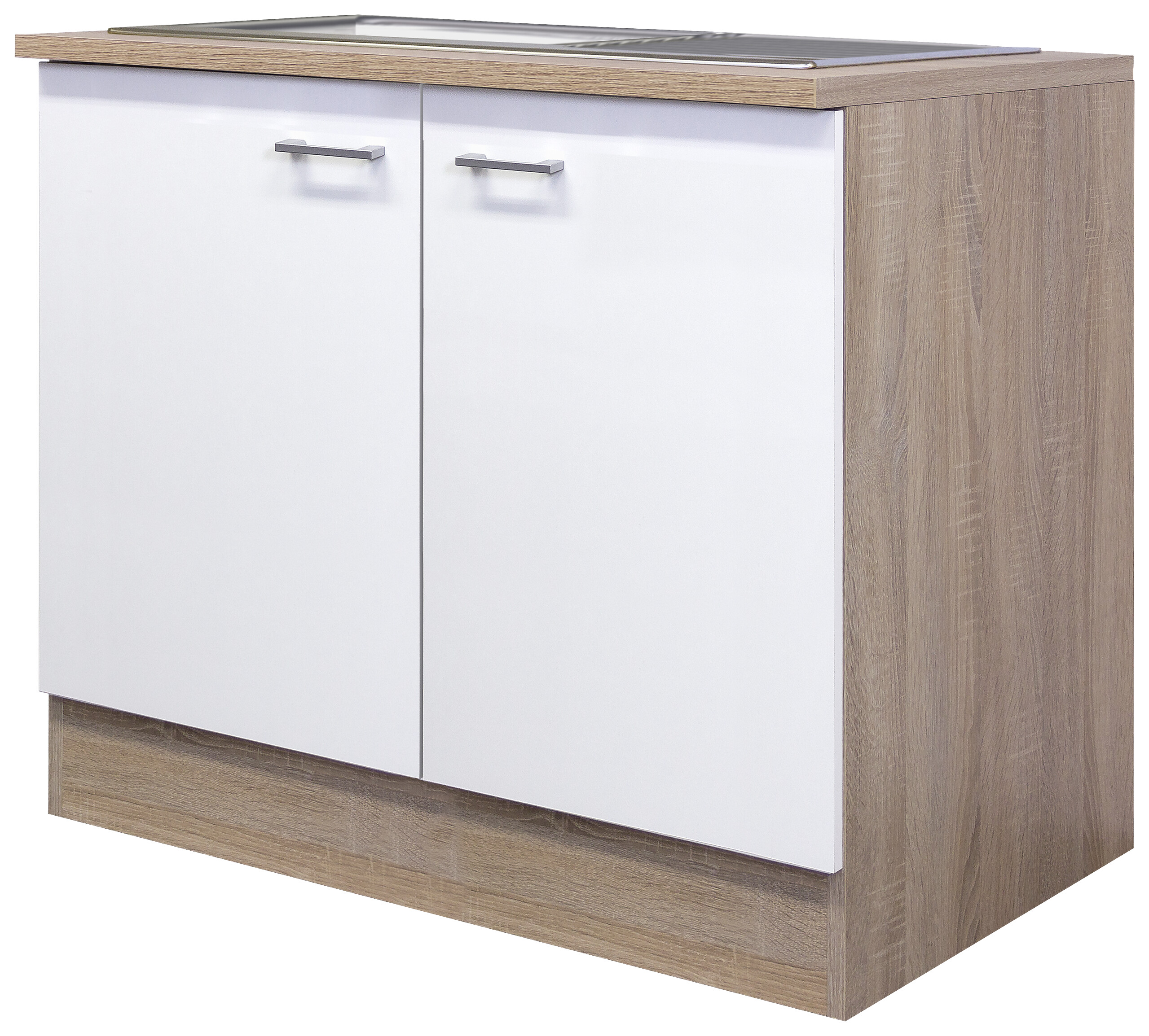 Spülenschrank Samoa weiß Eiche Nachbildung B/H/T: ca. 100x85x60 cm Spülenschrank Samoa weiß Eiche Nachbildung B/H/T: ca. 100x85x60 cm
