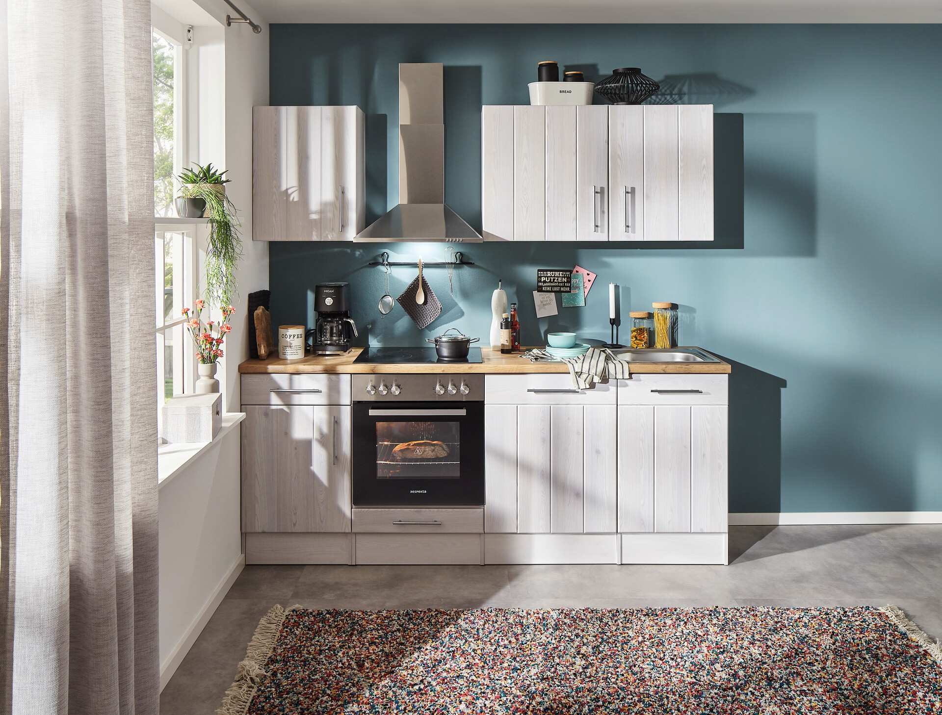 Respekta Küchenblock Premium weiß matt B/H/T: ca. 220x211x60 cm