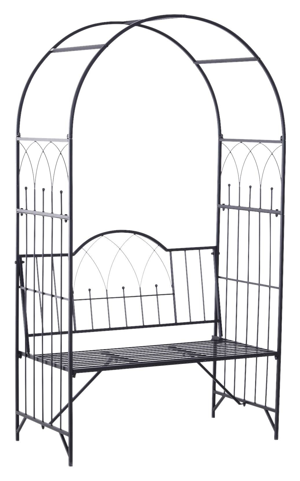 Outsunny Bank schwarz Metall B/H/T: ca. 115x203x59 cm