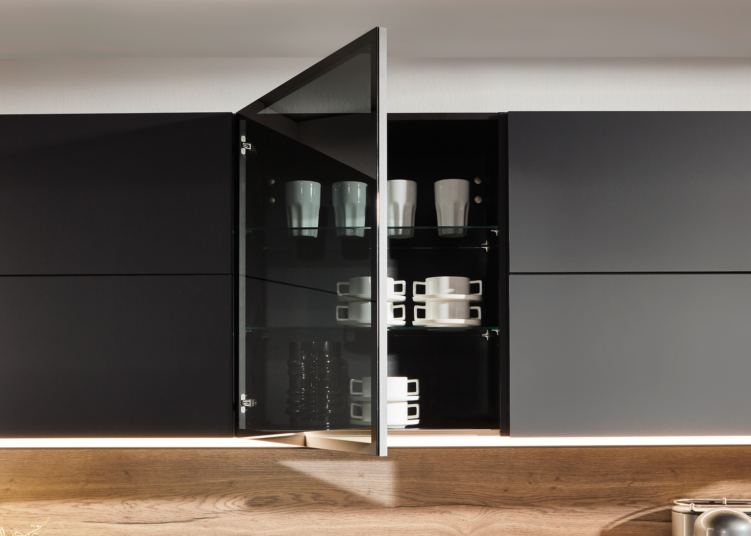 nobilia Doppelblock Easytouch Grafitschwarz Lacklaminat B/T: ca. 260x60 cm