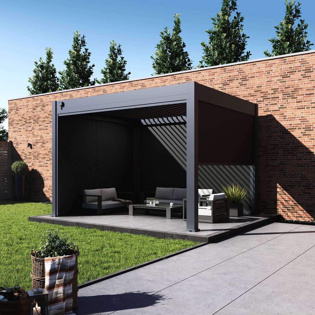 Paragon Outdoor Seitenteil für Pergola Grand Tuscan grau Aluminium B/H: ca. 403x237 cm