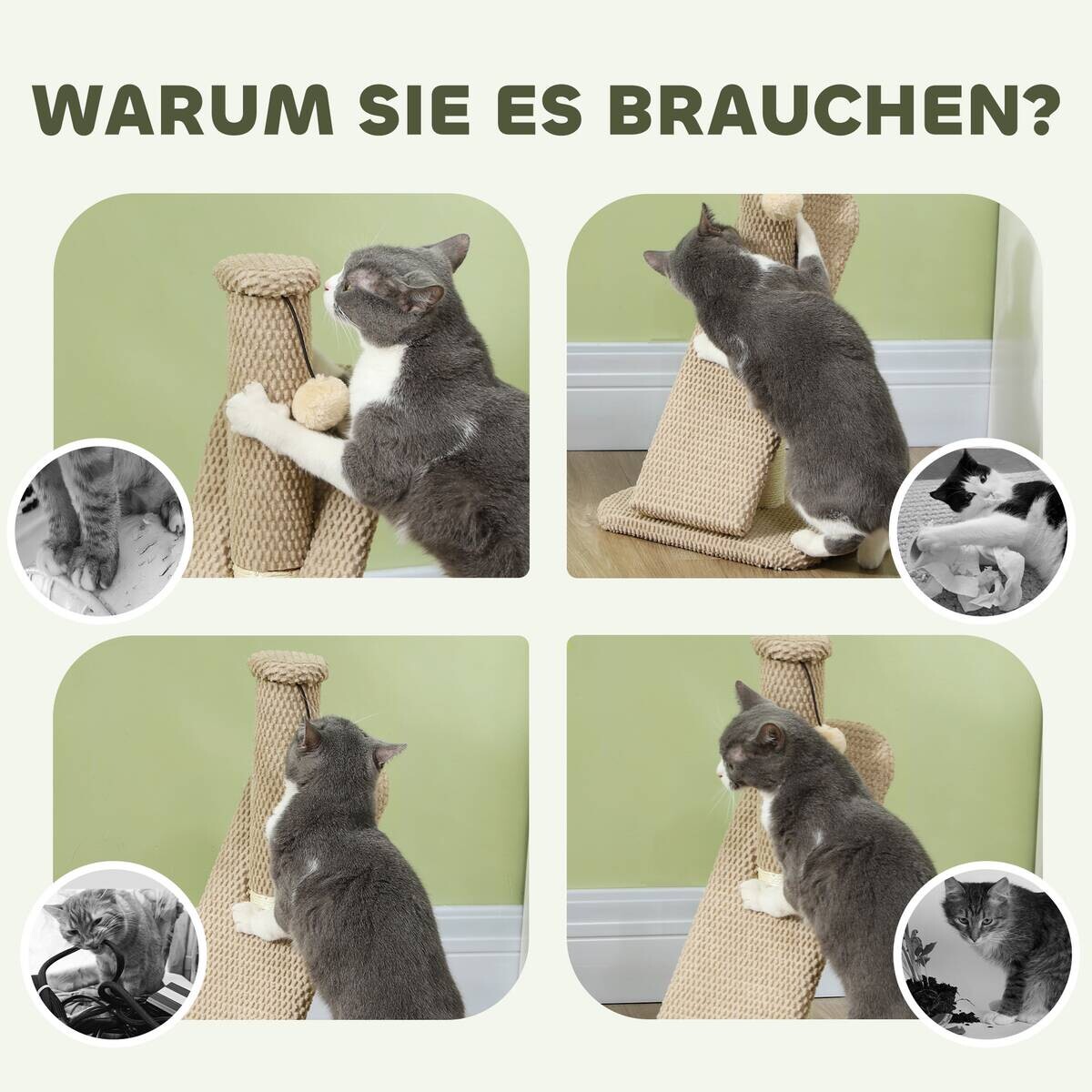 PawHut Kratzstamm braun Polyester B/H/L: ca. 33x54x33 cm