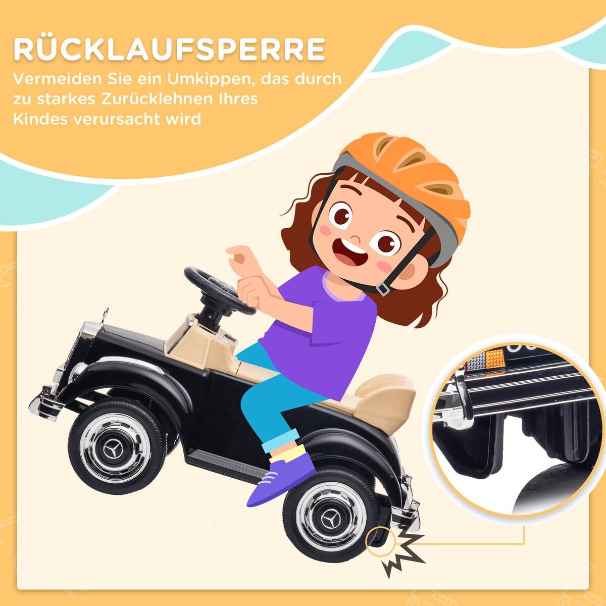 AIYAPLAY Kinder-Fahrzeug schwarz B/H/L: ca. 41,5x77,5x45 cm