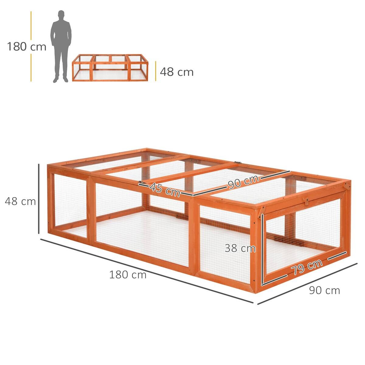 PawHut Stall orange Holz B/H/L: ca. 90x180x48 cm