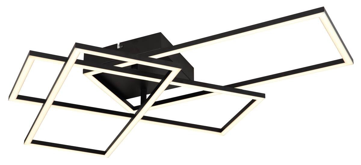 GLOBO Deckenleuchte schwarz Metall Acryl B/H/T: ca. 51x9,5x74 cm 1 Brennstellen