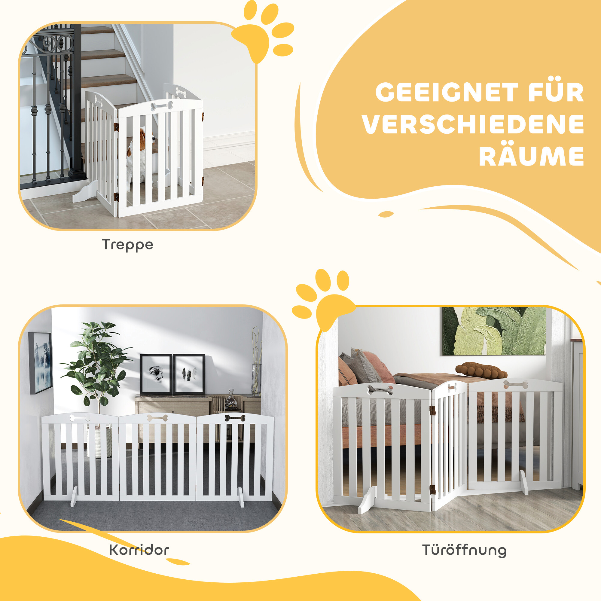PawHut Hundegitter weiß MDF B/H/L: ca. 30x61x155 cm