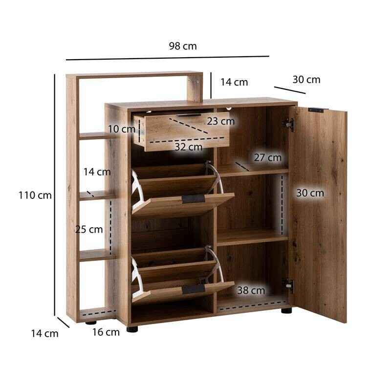 Schuhschrank natur Eiche Optik B/H/T: ca. 98x110x30 cm