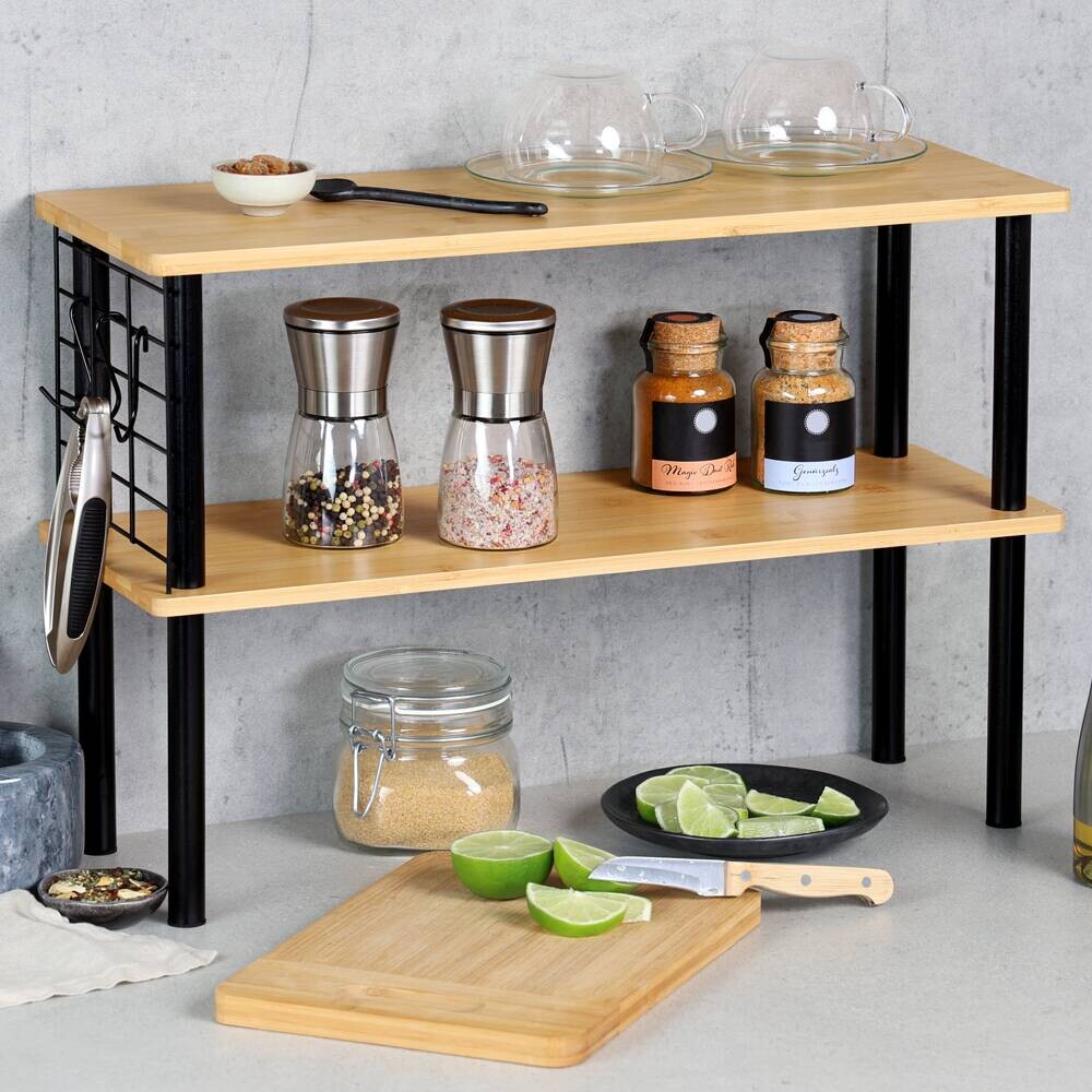 Kesper Küchenregal schwarz Bambus B/H/L: ca. 20x38x55 cm