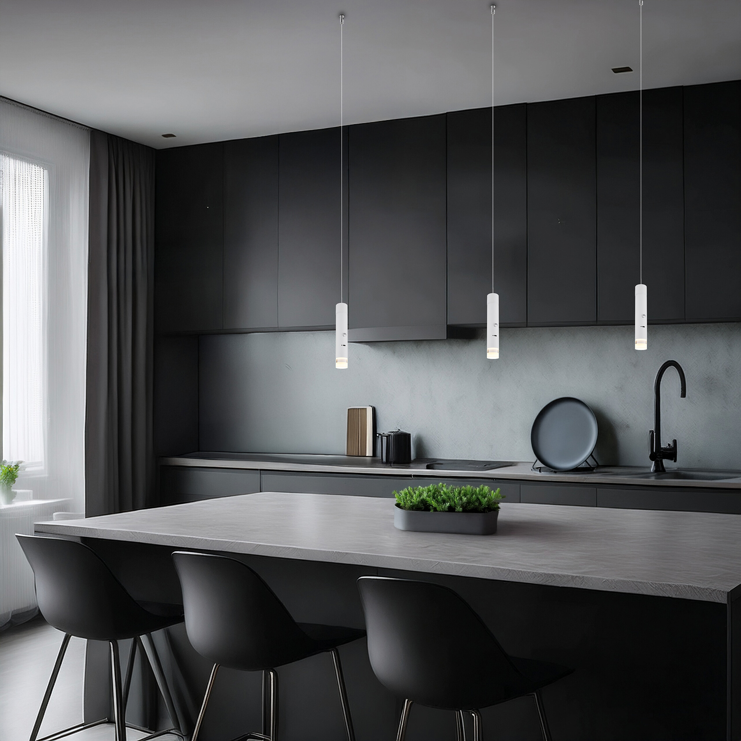 GLOBO LED-Hängeleuchte weiß klar Metall Acryl H/D: ca. 120x3,8 cm 1.0 Brennstellen