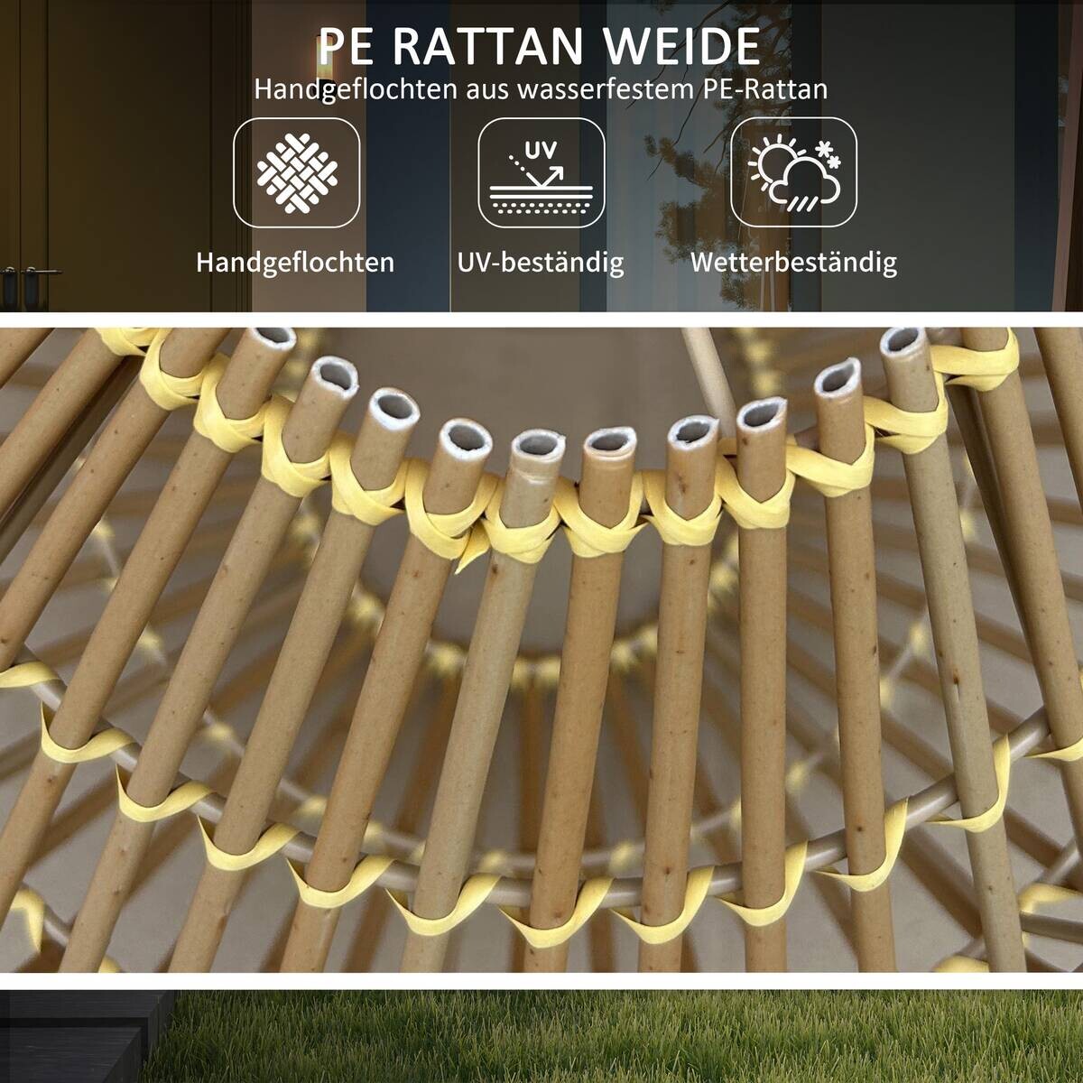 Solarleuchte 867-153V00YL gelb Polyrattan Edelstahl B/H/L: ca. 31x31x32 cm