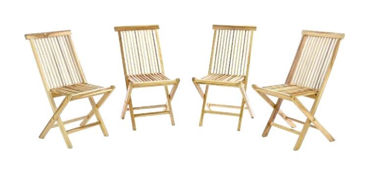 VCM Gartenstuhl 4er Set braun Teakholz B/H/T: ca. 46x89x62 cm