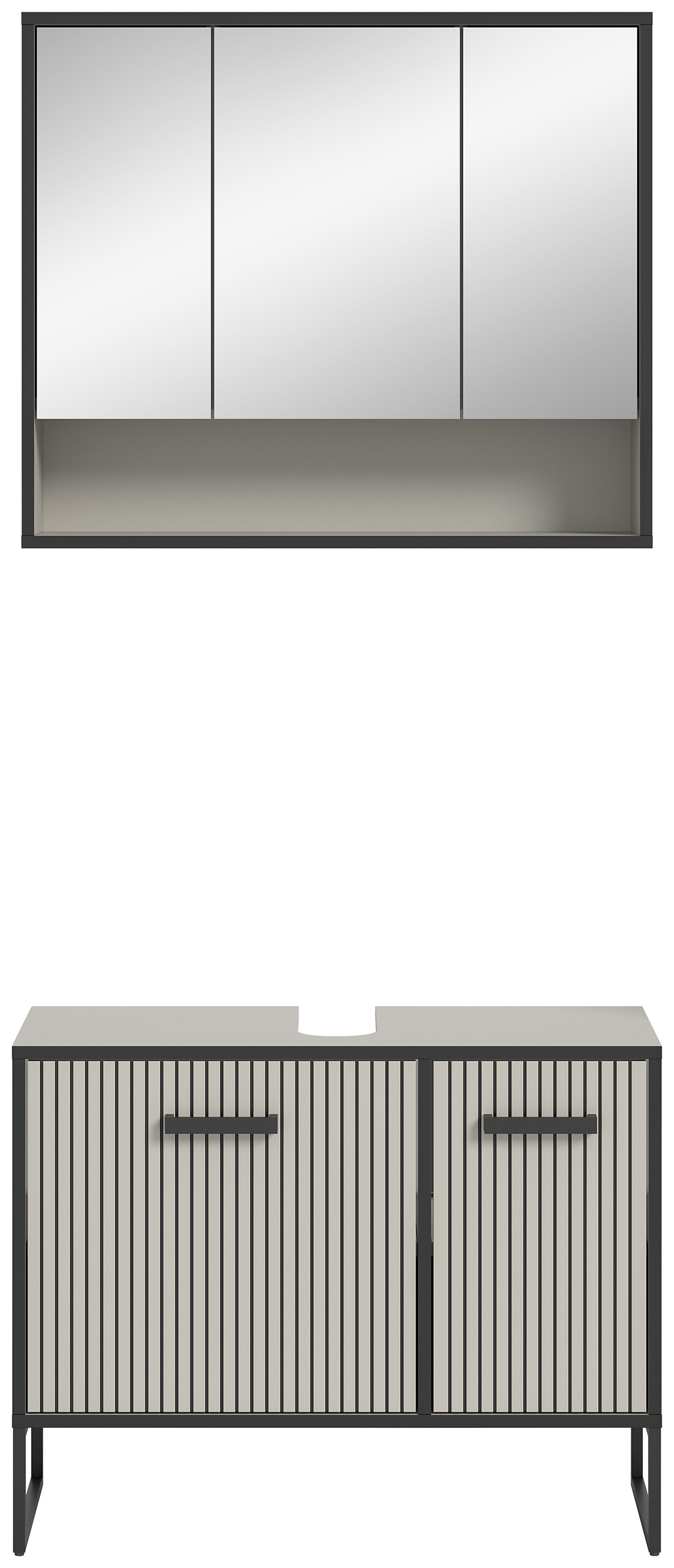 Badezimmer-Set BAGNO schwarz Kaschmirgrau Nachbildung B/H/T: ca. 80x192x36 cm