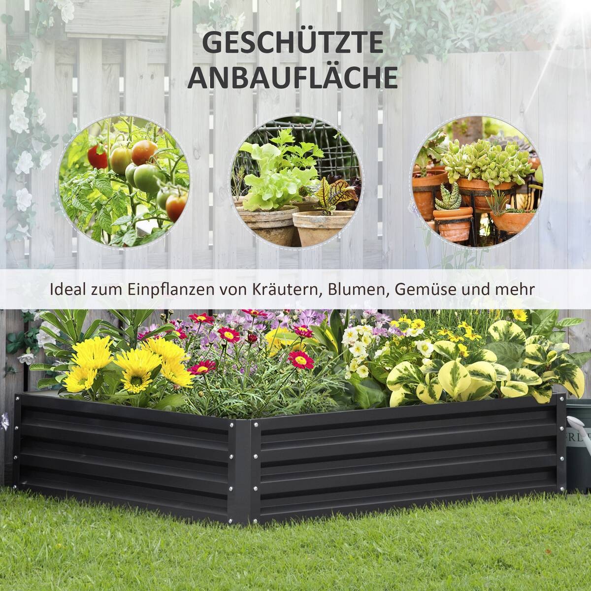 Outsunny Pflanzenbeet mit offenem Boden B/H/L: ca. 120x30x120 cm
