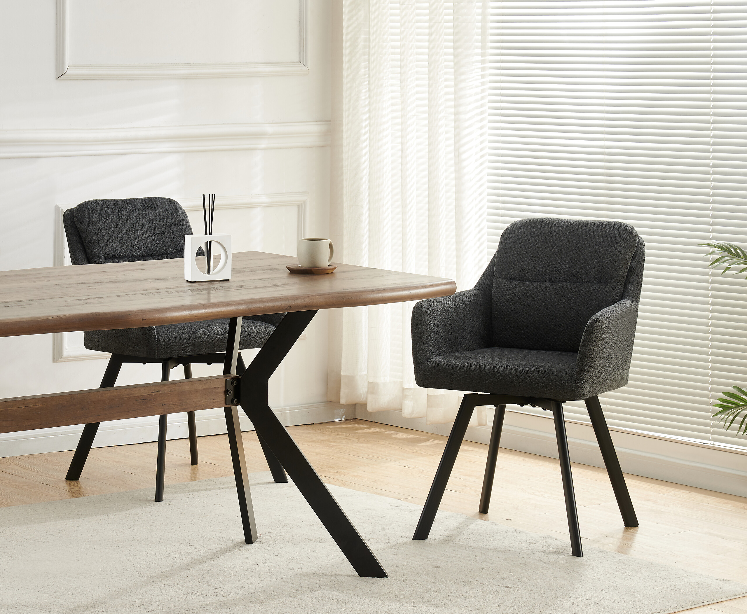 Stuhl SOPHIE, 2er Set anthrazit Stoff B/H/T: ca. 53x87x62 cm