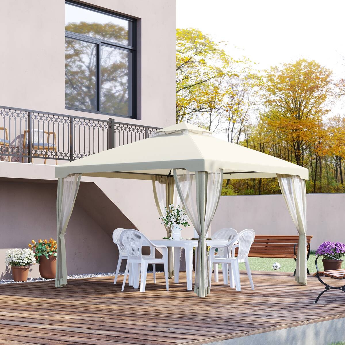 Outsunny Pavillon creme Polyester B/H/L: ca. 294x265x294 cm