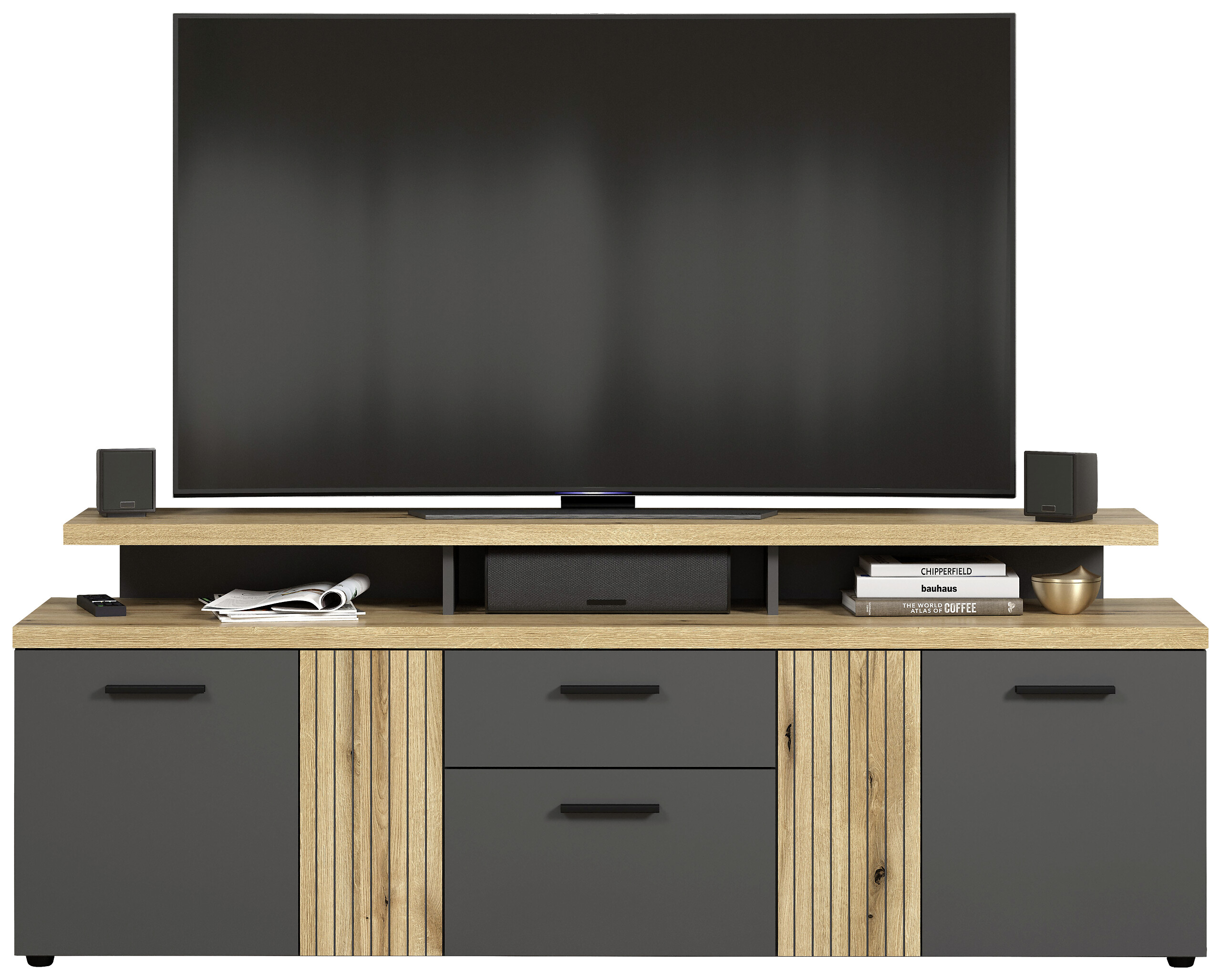 TV-Lowboard Esteban Eiche Evoke Oak Nachbildung anthrazit B/H/T: ca. 180x66x47 cm