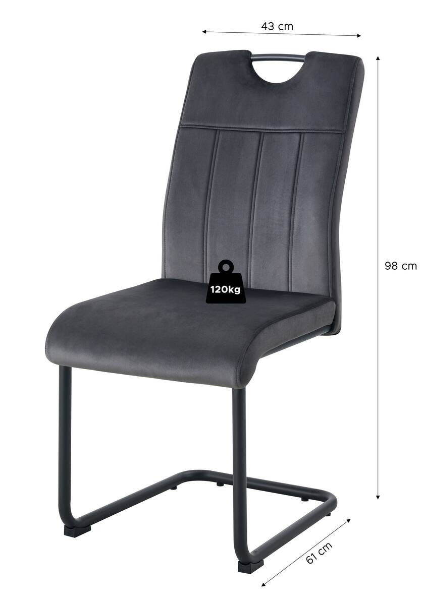 Schwingstuhl LISA, 2er Set anthrazit schwarz B/H/T: ca. 43x98x61 cm