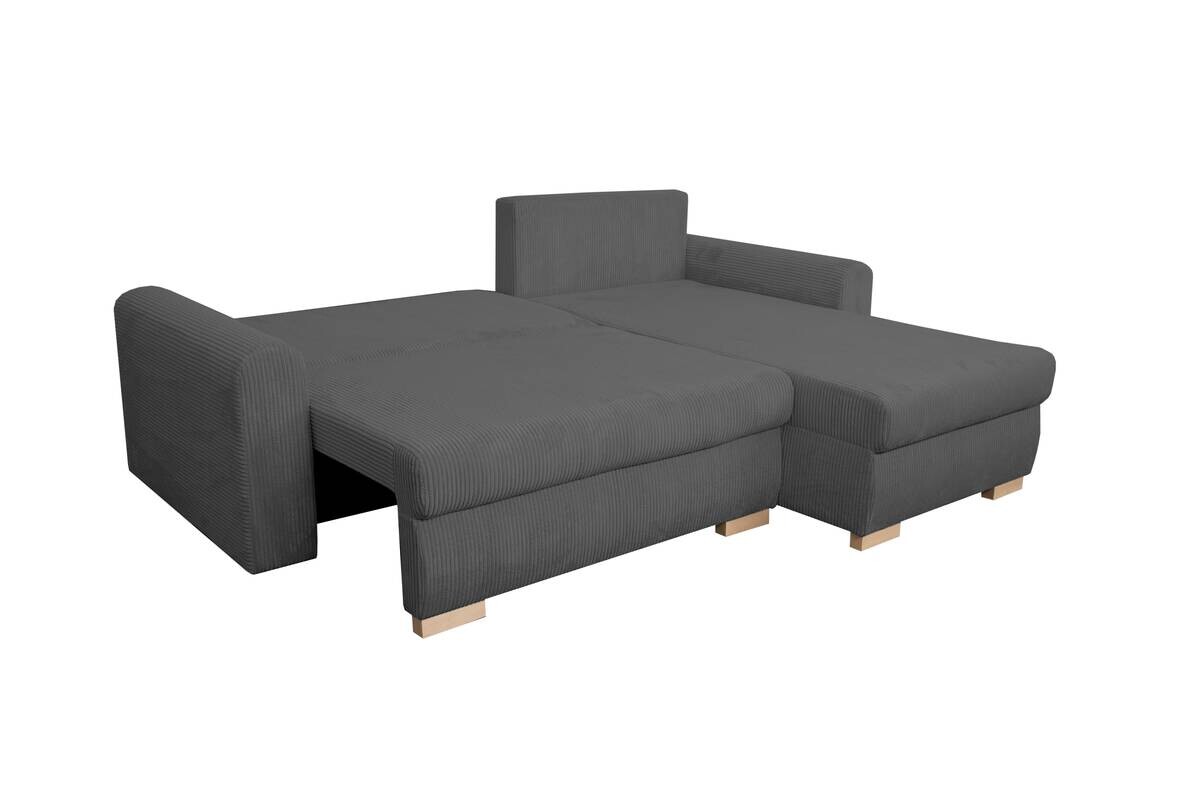Ecksofa mit Bettfunktion und Bettkasten anthrazit Microfaser B/H/T: ca. 224,5x90x168 cm