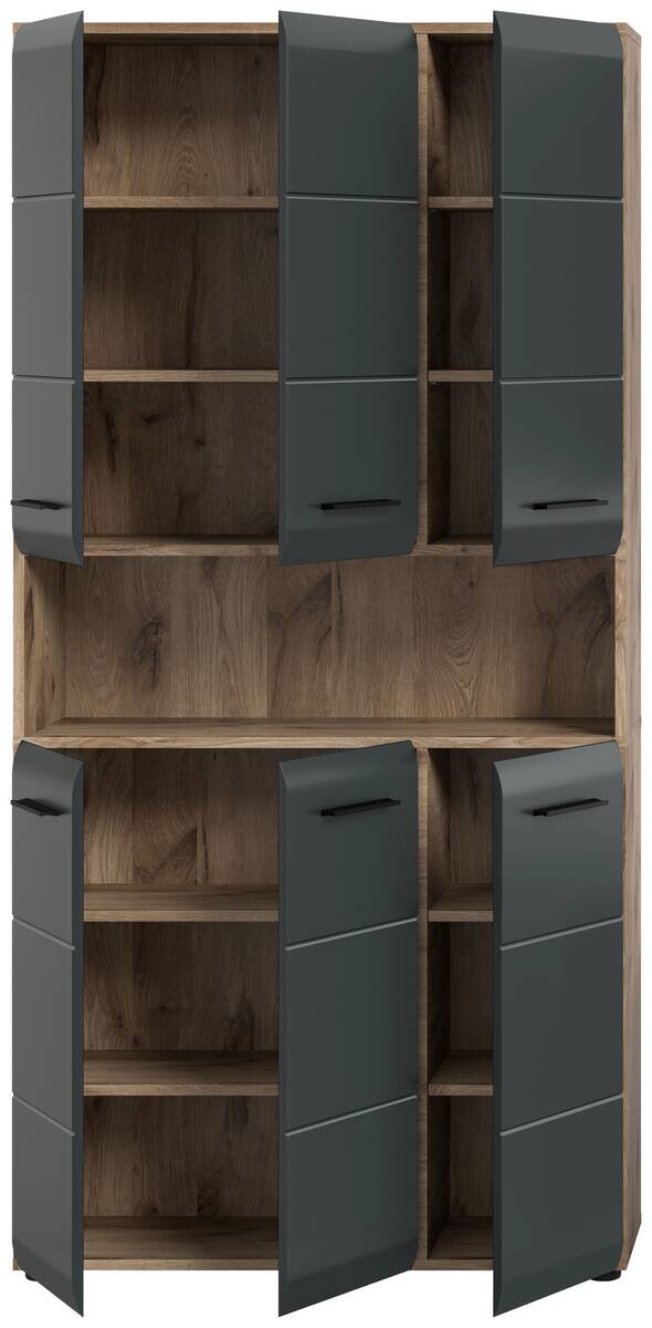 Mehrzweckschrank Ice Nox Oak Nachbildung schwarz matt B/H/T: ca. 90x185x30 cm