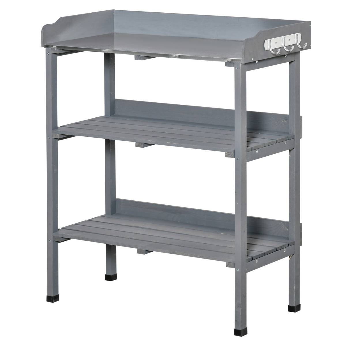 Outsunny Metall-Arbeitsfläche grau B/H/L: ca. 37x89x76 cm