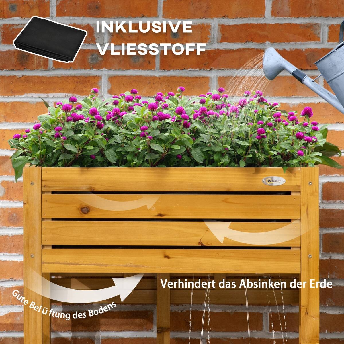 Outsunny Blumenkasten mit Arbeitsfläche