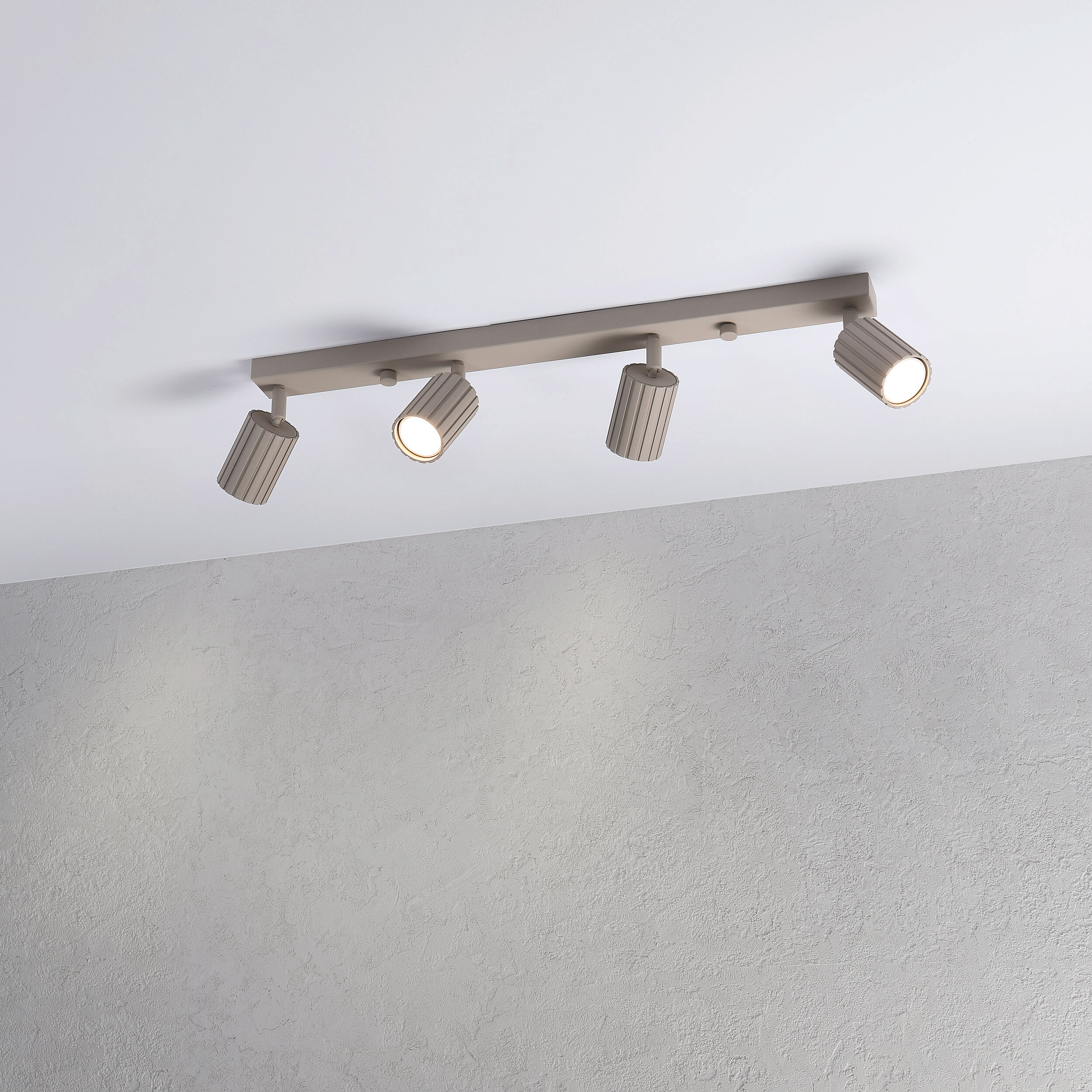 Lamkur Strahler Prisma beige Stahl B/H/L: ca. 6,5x16,5x81 cm 4 Brennstellen