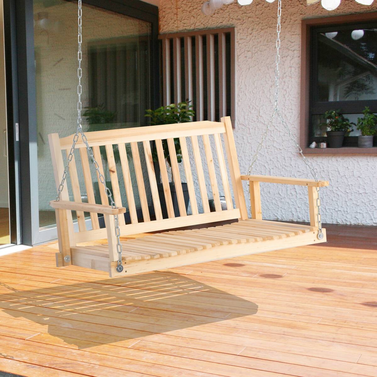 Outsunny Hängebank natur Holz B/H/L: ca. 69x60x117 cm