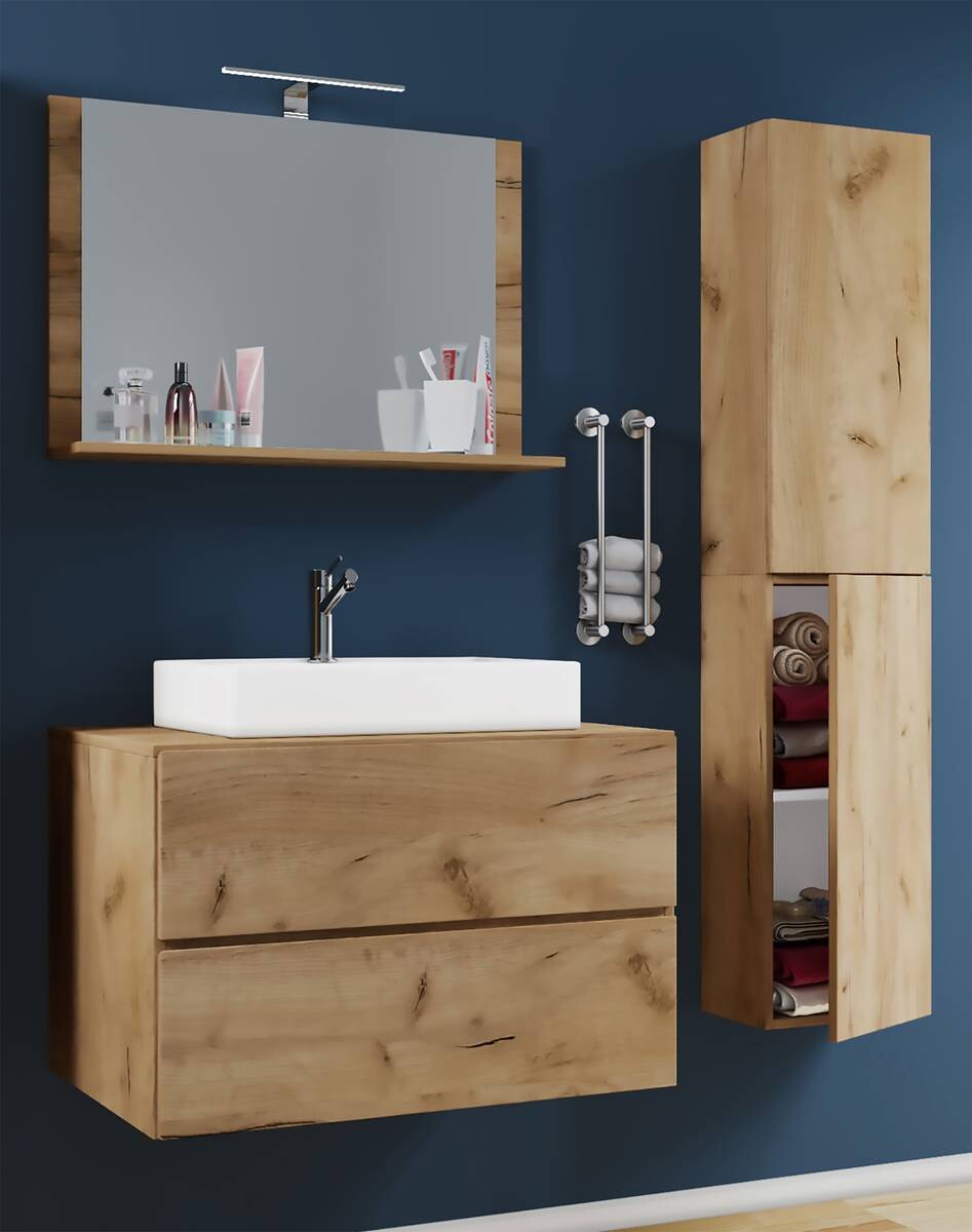 Waschplatz 4tlg-Lendas weiß Eiche Honig Nachbildung B/H/T: ca. 80x52x52 cm