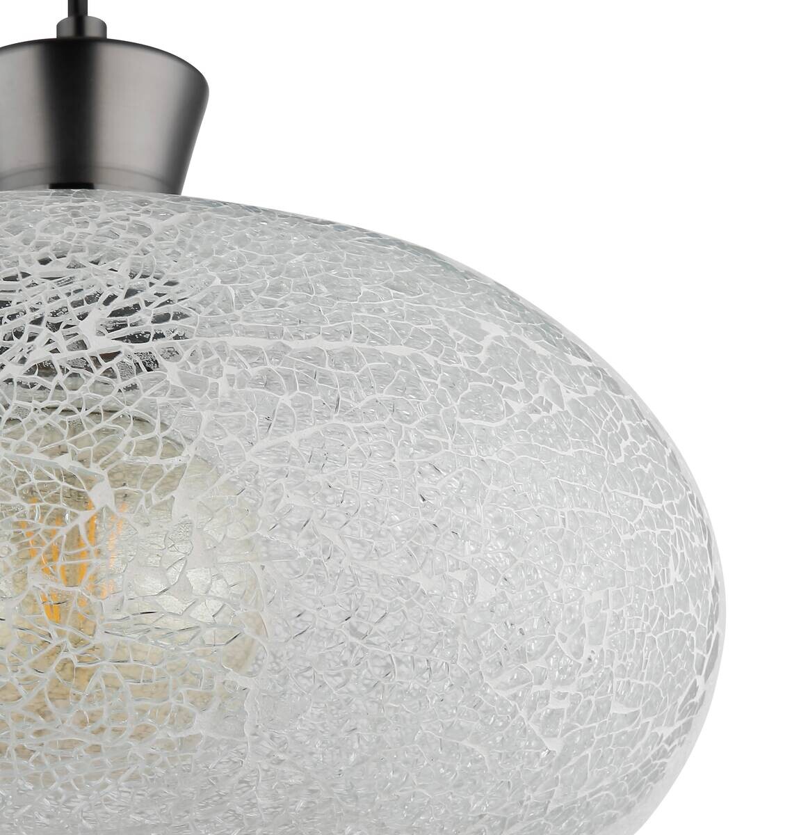 GLOBO Hängeleuchte Chrom schwarz Metall Glas B/H/L: ca. 19x33x33 cm E27 1 Brennstellen