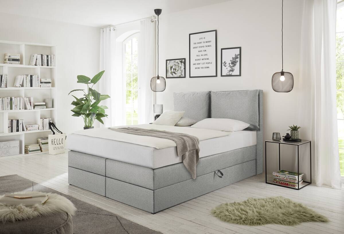 Boxspringbett Lissy hellgrau Liegefläche B/L: ca. 140x200 cm Boxspringbett Lissy hellgrau Liegefläche B/L: ca. 140x200 cm