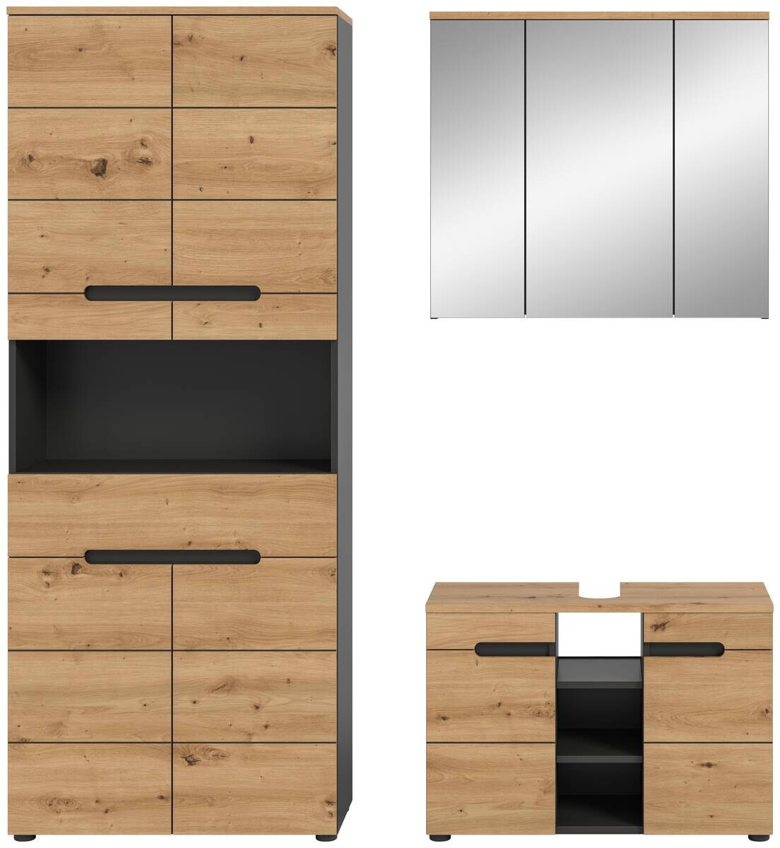 Badezimmer-Set Canu Basalt Eiche Artisan Nachbildung B/H/T: ca. 171x193x34 cm