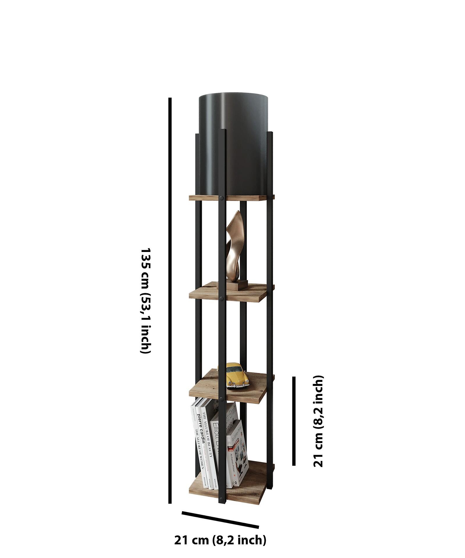 Opviq Stehleuchte schwarz natur Spanplatte MDF B/H/T/L/D: ca. 21x135x21x21x21 cm E27 1 Brennstellen