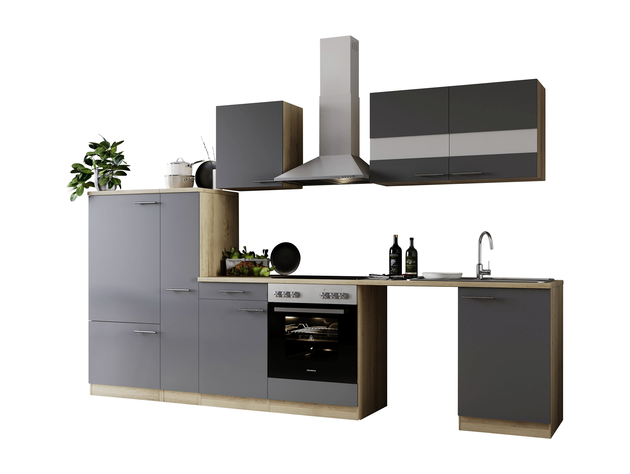 Respekta Küchenblock Merle grau B/H/T: ca. 310x200x60 cm