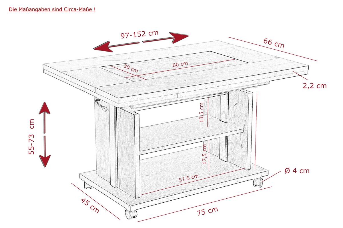 Hela Couchtisch Berlin braun Holzwerkstoff B/H/T: ca. 152x73x66 cm