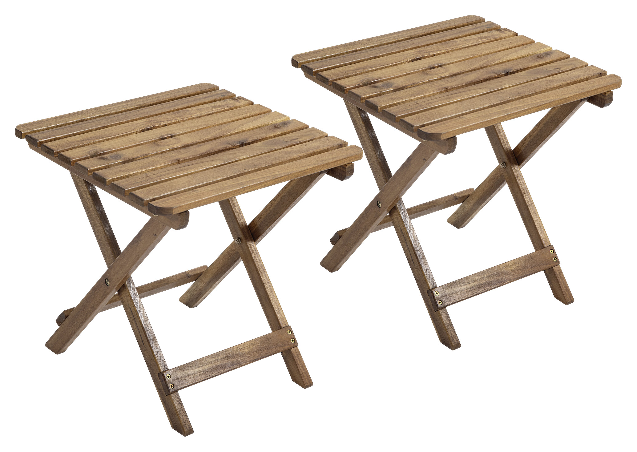 Outsunny Garten-Beistelltisch 2er-Set teak Akazie B/H/L: ca. 45x45x45 cm