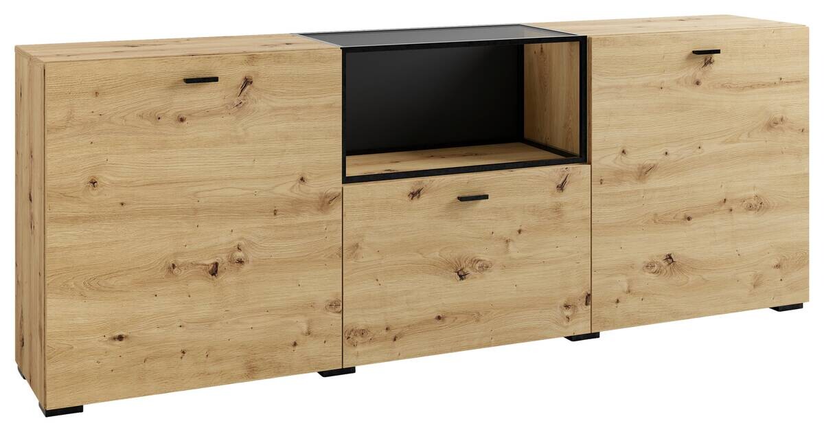 Sideboard FRAME Eiche schwarz B/H/T: ca. 200x75,5x37,5 cm